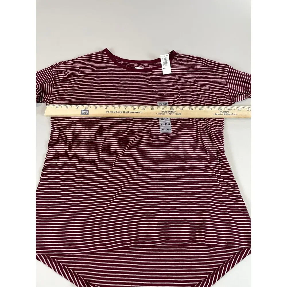 Old Navy Girls Maroon White Striped Long Sleeve Top XL Age 14 New With Tag